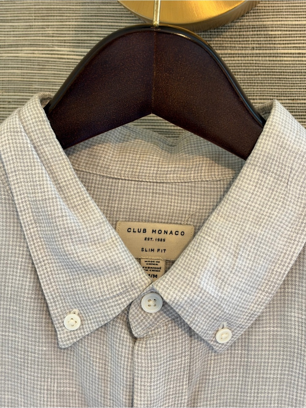 Club Monaco Pale Blue Textured Button-Down Shirt
